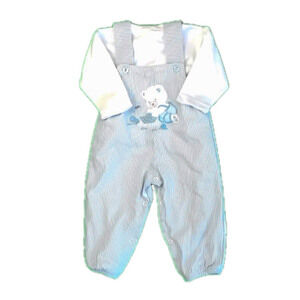 Unknown Brand Boys White | Blue Bear Overalls size: 12 Months